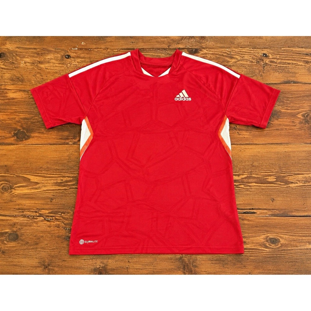 adidas‎ Climalite Men's Soccer Jersey T-Shirt V-Neck Breathable Poly M Red